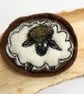 Upcycled Wensley the sheep with flat cap brooch pin or badge. 