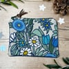 Vintage Flower Waltz Retro Floral linen and corduroy coin purse stocking filler