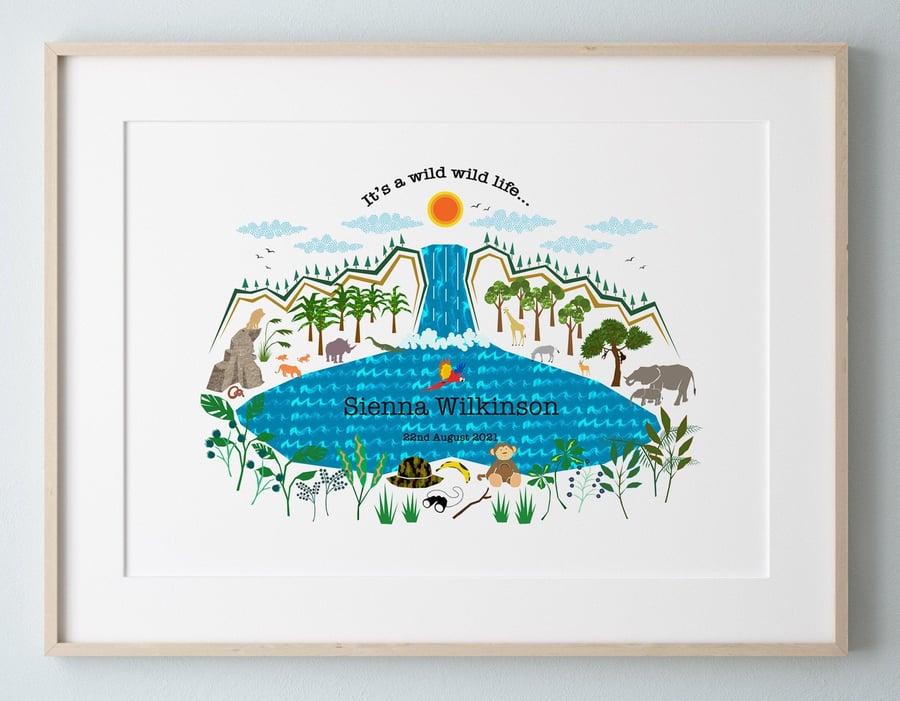 'Its a wild wild life' personalised art print