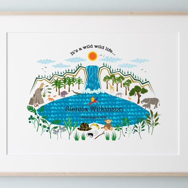 'Its a wild wild life' personalised art print