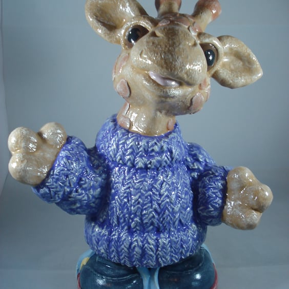 Ceramic Wild Animal African Mammal Giraffe Figurine Ornament Decoration.