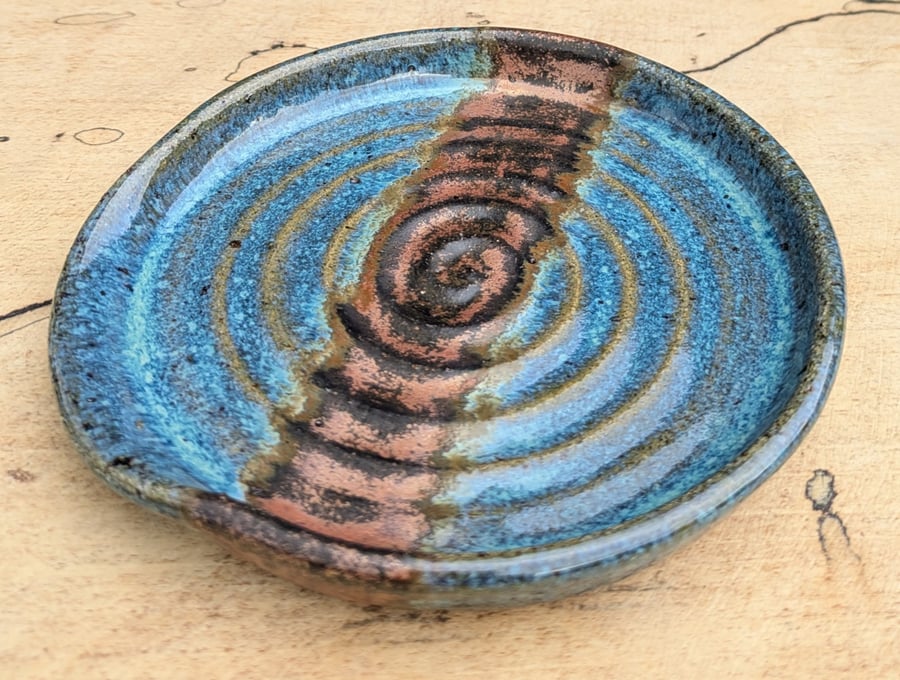 Dark turquoise speckled spoon rest