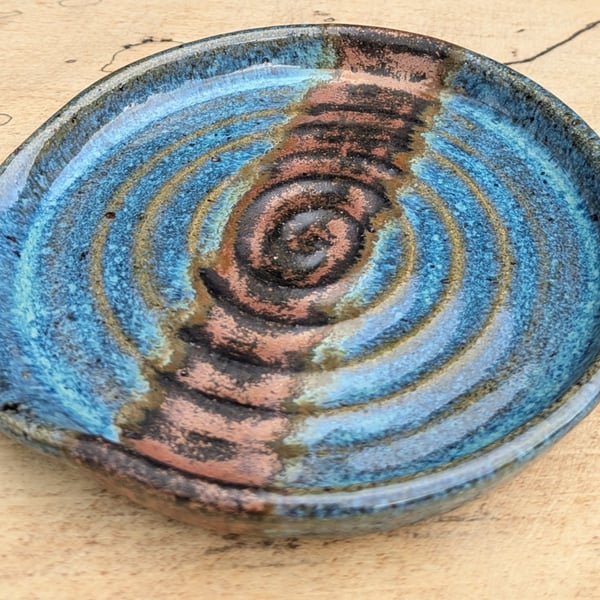 Dark turquoise speckled spoon rest