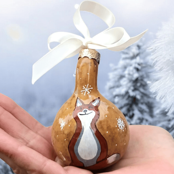 Happy Fox Gourdble - Christmas Gourd Bauble