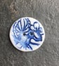 Porcelain buttons, round, blue and white floral butterfly size: 36mm Quantity:2 - Image 4