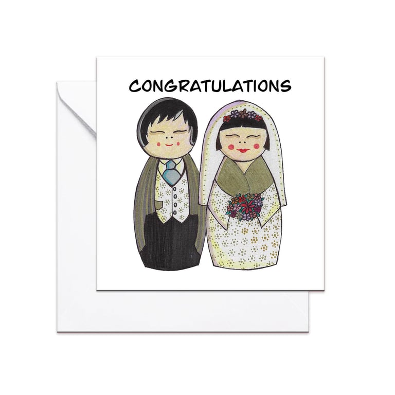 Kokeshi Doll wedding card