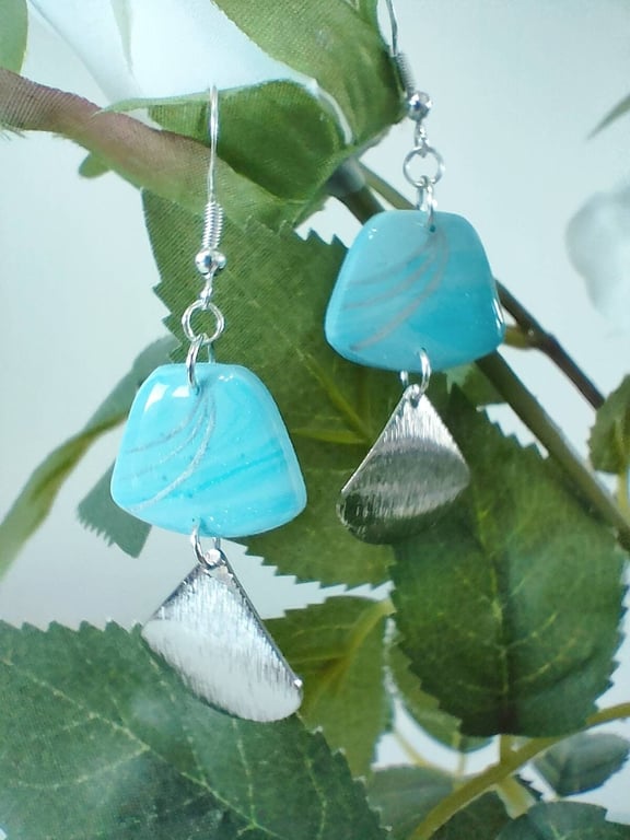 Light Blue Polymer Clay Drop Earrings