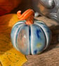 Blue Small standing ceramic pumpkin decoration 