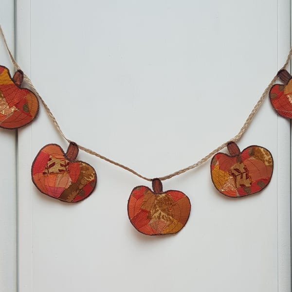 Sari silk pumpkin bunting