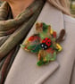 Handmade Felted Wool Autumn Leaf Brooch with Ladybird - Image 5