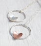 Silver heart on silver circle hook earrings - Image 4