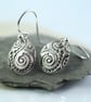Silver Petal Dainty Spiral Drops Spiral Pattern Art Nouveau Birthday Bridesmaid  - Image 2