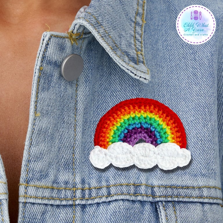 Crochet rainbow  brooch, crochet rainbow pin, rainbow brooch