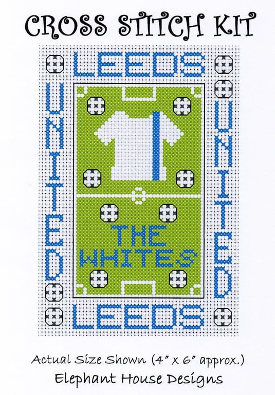 Leeds United Cross Stitch Kit Size 4" x 6" Full Kit