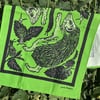 "A prickly pair" - Hedgehogs and snails screen print in green and black inks