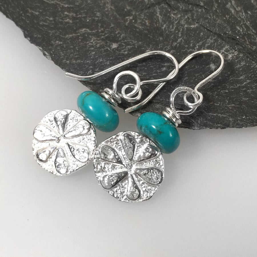 Sterling silver and turquoise Bloom earrings