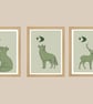 Whimsical Wildlife Prints, set of 3: Fox, Wolf and Deer