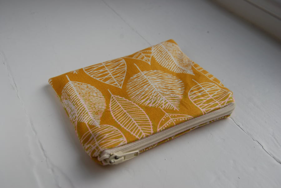 Leaves print canvas purse or pouch