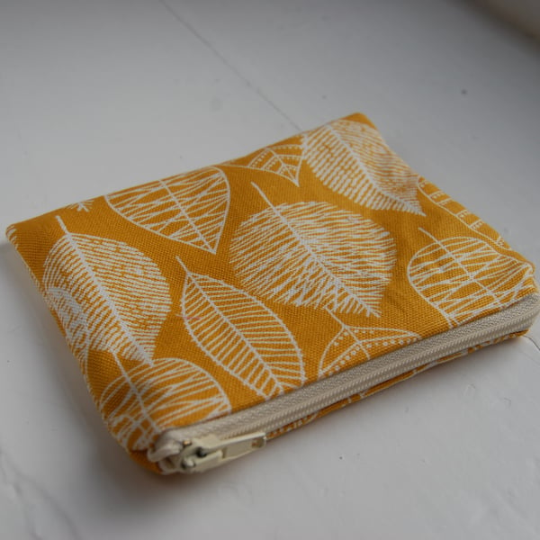 Leaves print canvas purse or pouch