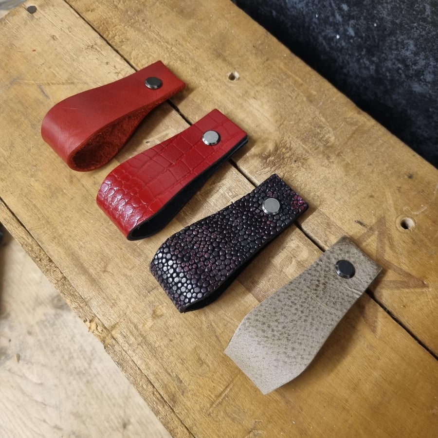 Limited addition genuine Leather Drawer Pulls RedPurpleSnake Skin