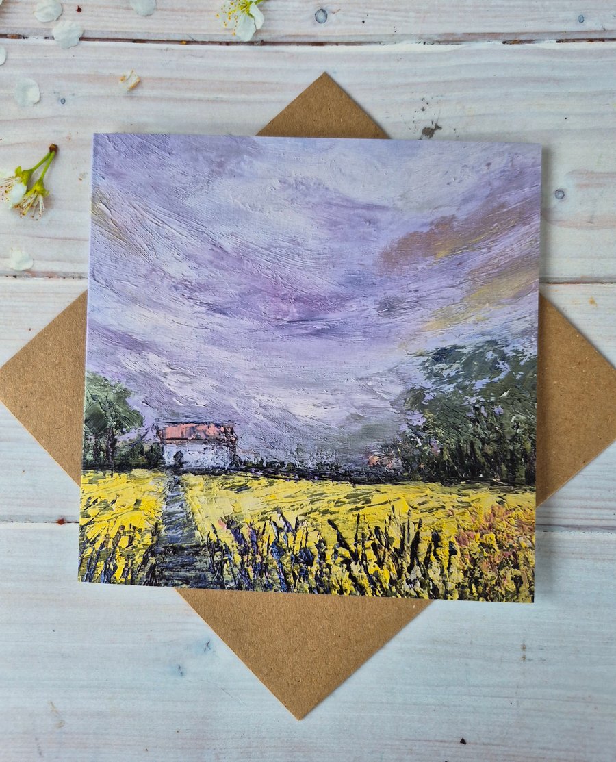 Greeting card. Spring cottage