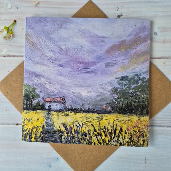 Greeting card. Spring cottage