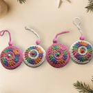 Handmade crochet retro pastel Christmas tree decorations 