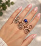 Antique Copper Spiral Ring with Blue Stone, Boho Statement Ring,  - Image 2