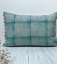 Hand Printed Organic Cotton Square Cushion  - FOLKI - Teal - Image 6