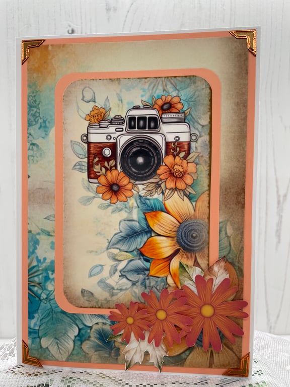 Greeting Card - Autumnal BoHo Greeting Card (Camera)  by Carolee Crafts - C9