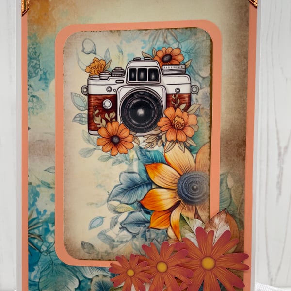 Autumnal Hippy Greeting Card (Camera)  C - 9