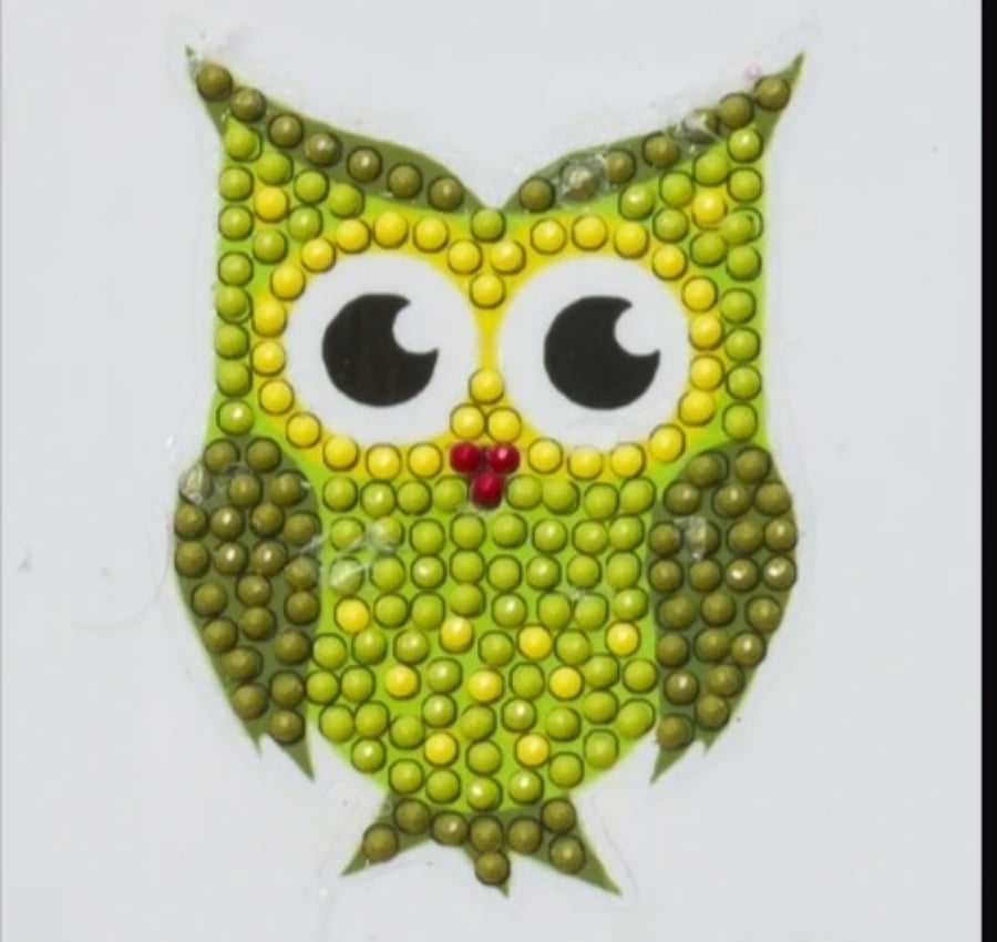 Green owl sticker diamond painting kit