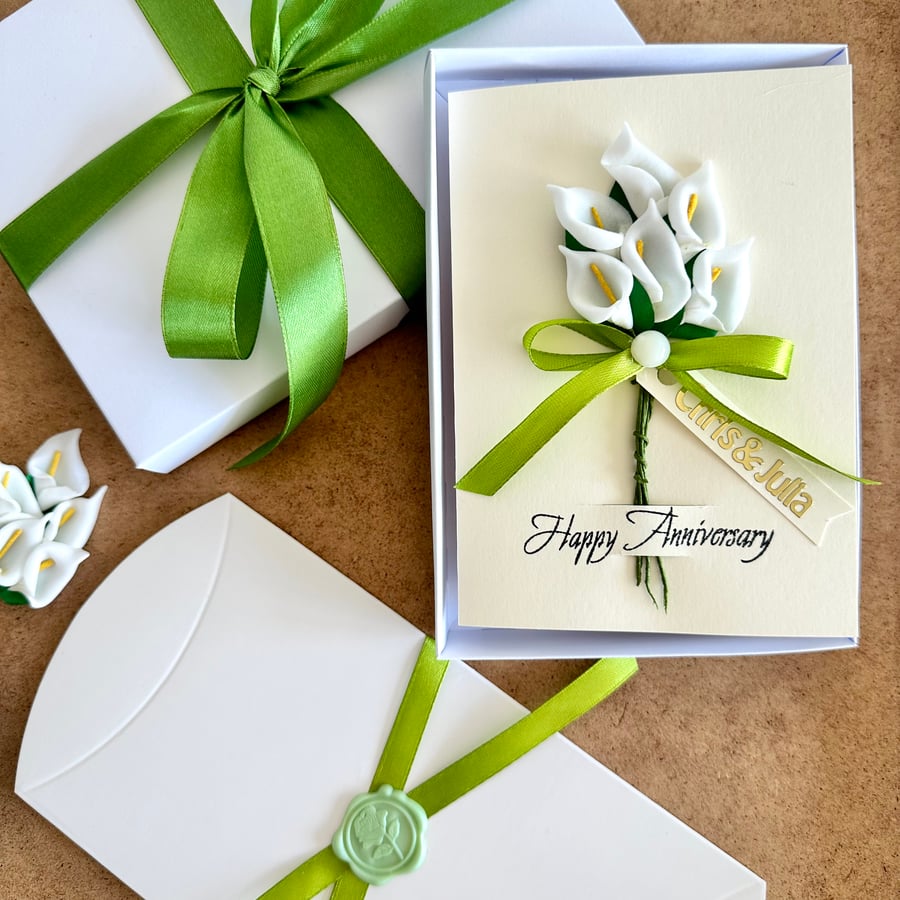Elegant wedding anniversary floral card for wife romantic keepsake gift for her