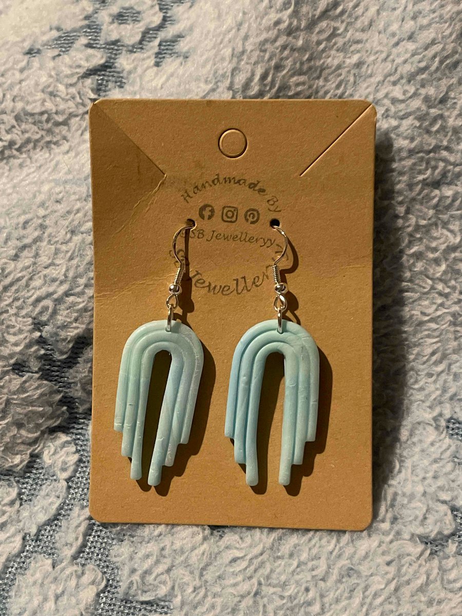 Handmade Polymer Clay Blue Marble Earrings (Clip On’s Available)