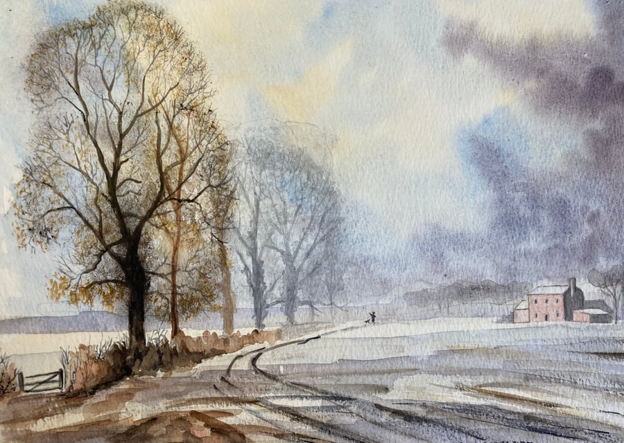 Rowland Hilder rendition (Watercolour FULLY MOUNTED 12” x 10”)
