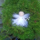 Needle felted white fairy Christmas fairy decoration 