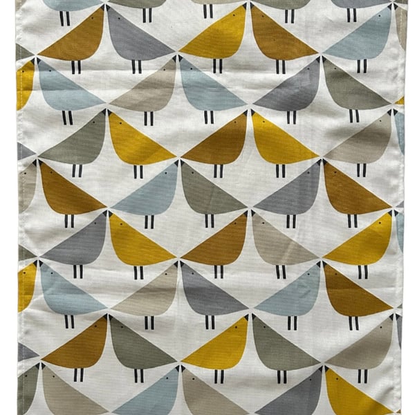 Bird Print Large Cotton Linen Tea Towel