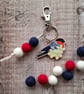 Bullfinch bird bag charm keyring - Image 1