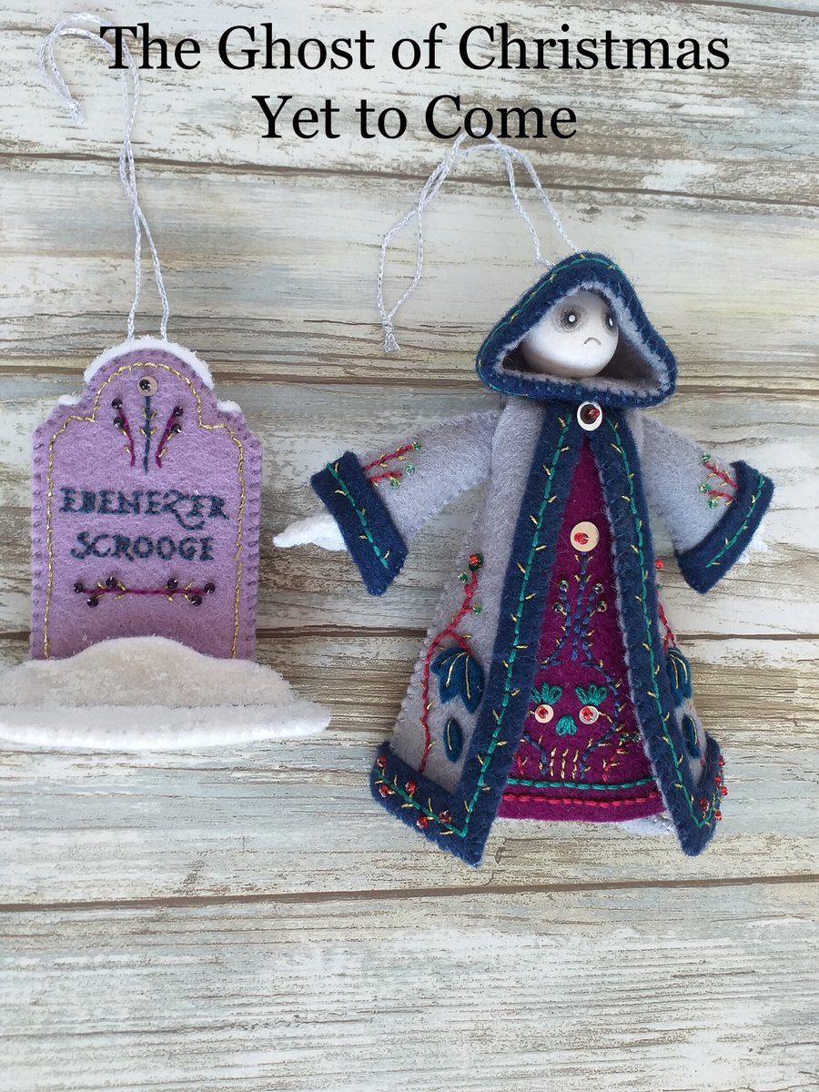 Ghost of Christmas Yet to Come Ornament, Wool Felt Christmas Ornament