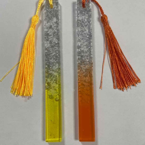 Handmade Resin Orange or Yellow Thin Bookmarks 
