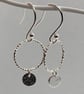 Pure silver dangle earrings with silver hoop  - Image 1