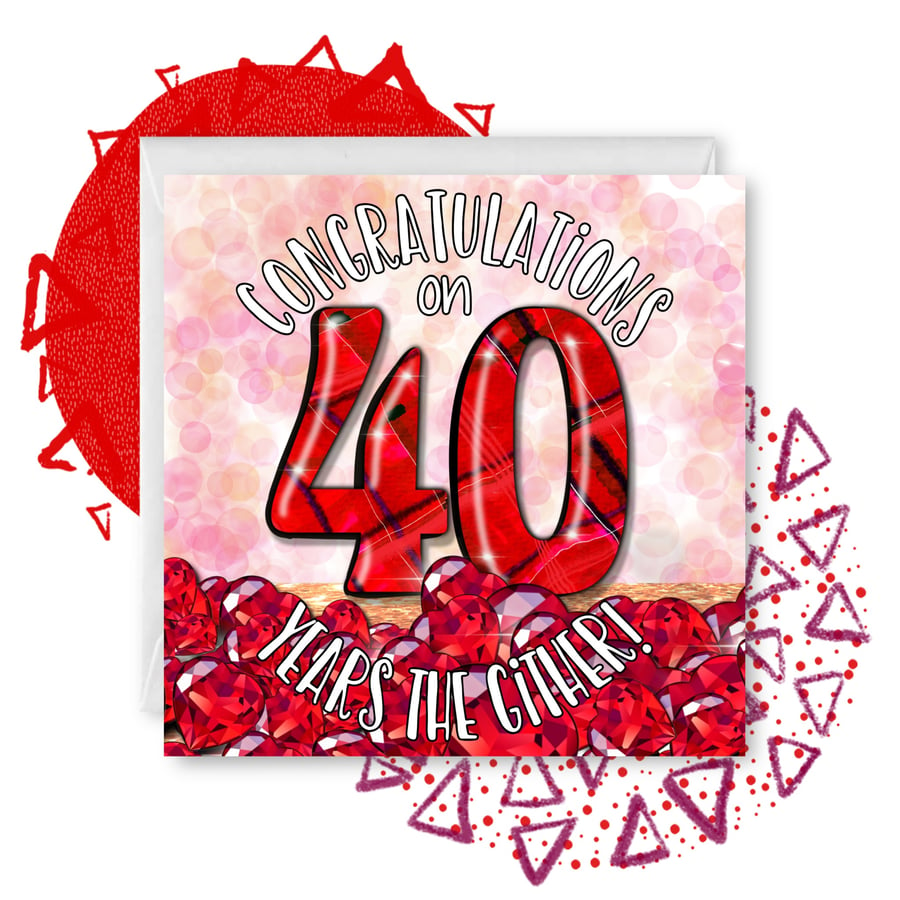 Doric 40th Ruby Wedding Anniversary Card