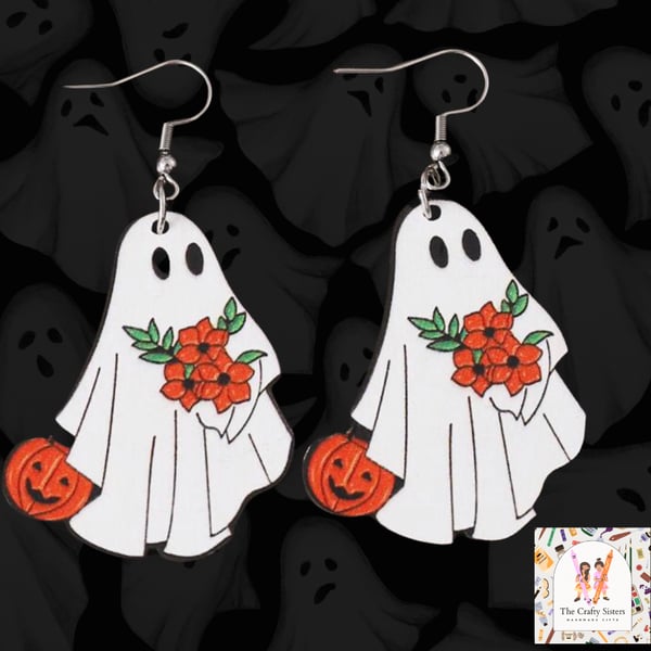 ghost with pumpkin earrings