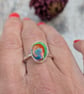 Sterling Silver Colourful Oval Surfite Ring – UK Size R - JBJ9018