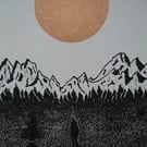 Towards the Low Sun - original linocut print