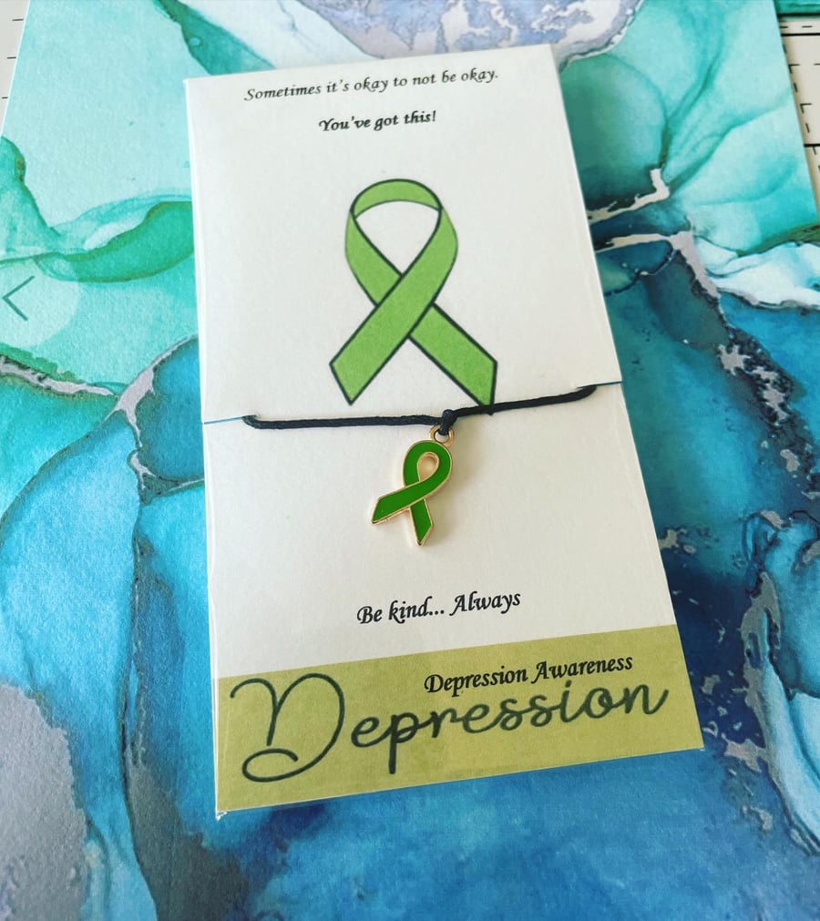 Depression awareness wish bracelet with green ribbon charm bracelet for ladies 