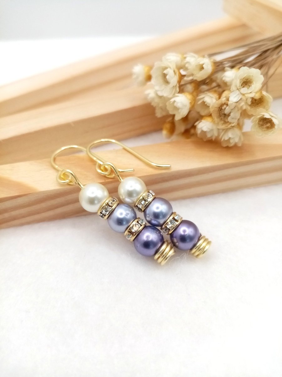 Pearl Earrings - Unique Twirl Gold Earrings - Special Occasion 