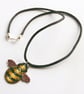 Bumble Bee Pendant - in Stripes of Golden Yellow and Black Enamels - Image 5