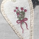 Hand embroidered vintage linen scissor case