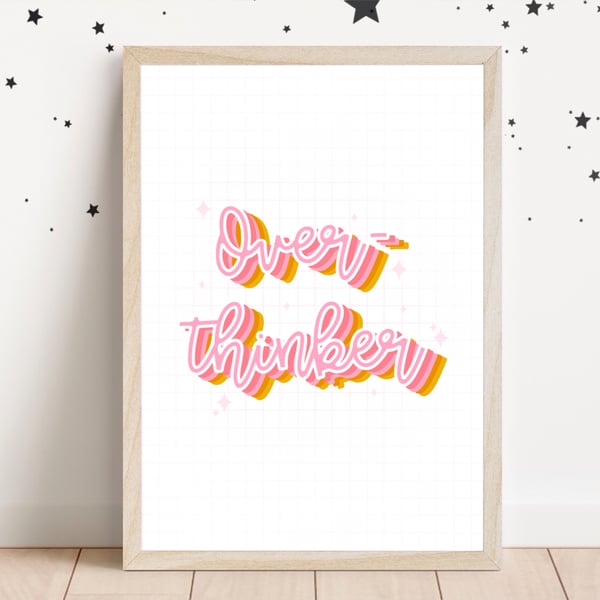Over Thinker Wall Art Print, Mental Health Print, Mental Health Awareness.